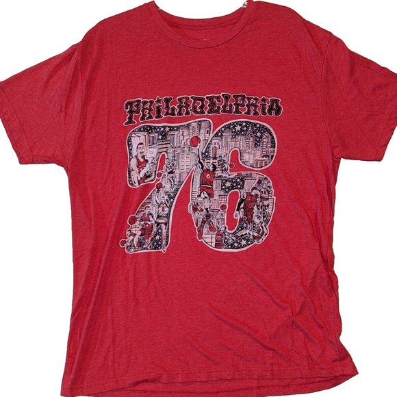Philadelphia 76ers Paul Carpenter Art NBA Hoops Men's T-Shirt 2XL Used - Picture 2 of 4